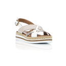 Sandalo con zeppa in pelle