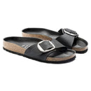 Birkenstock madrid big buckle black oiled leather calzata stretta