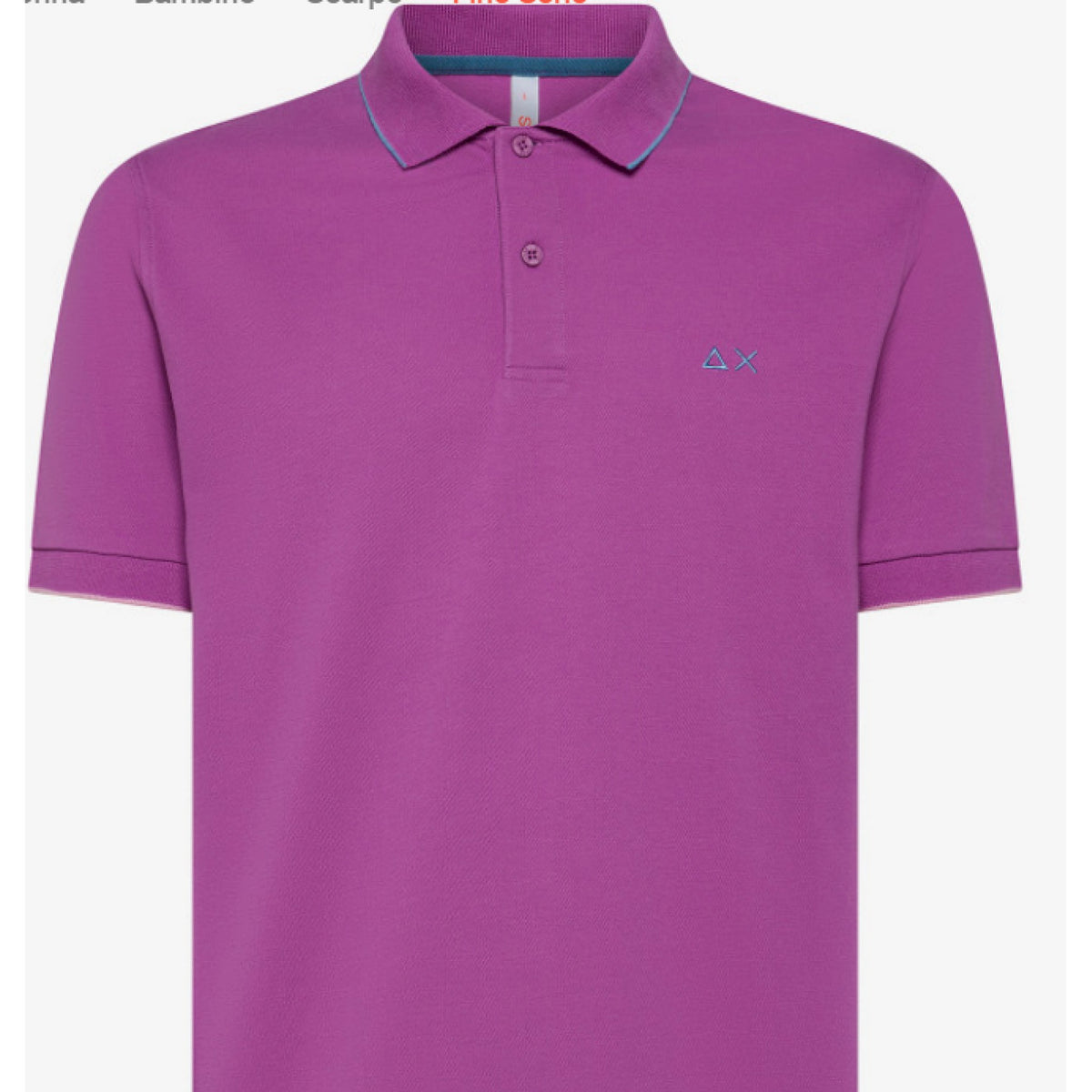 Sun 68 polo small stripes on collar s/s