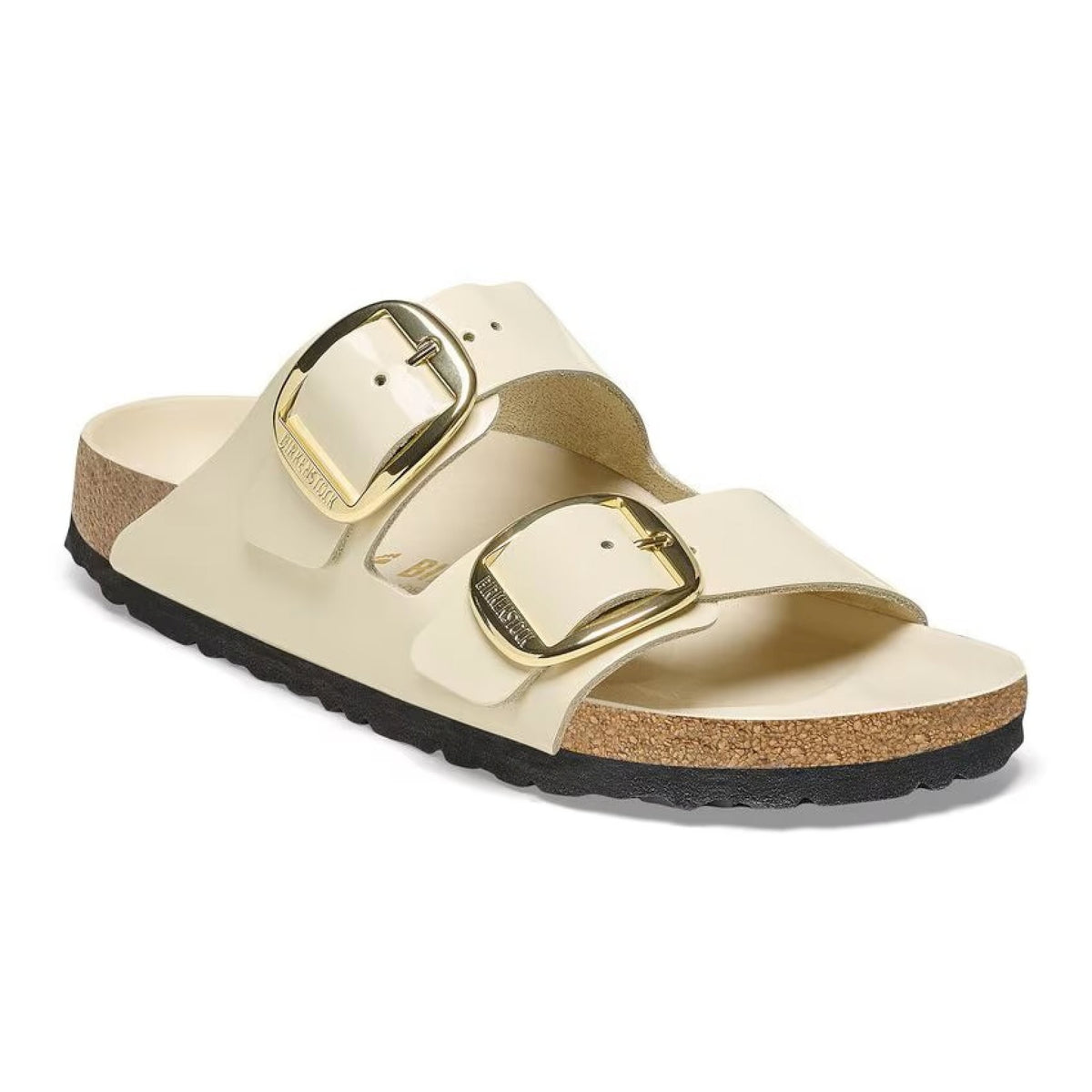 Arizona big buckle pelle naturale vernice - high-shine ecru calz.s