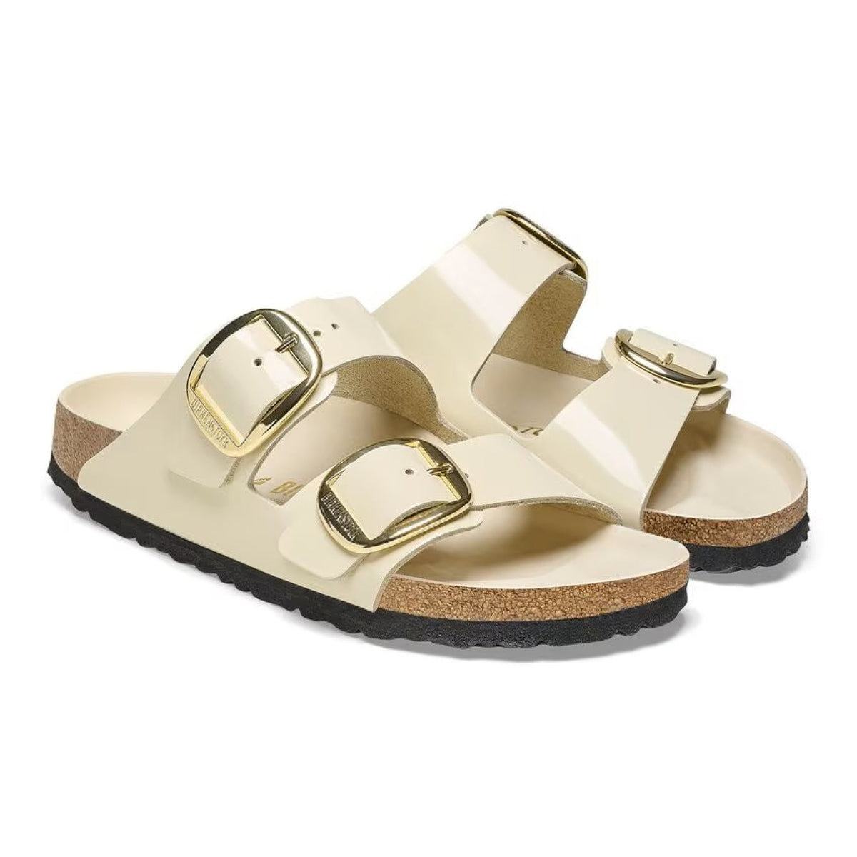Arizona big buckle pelle naturale vernice - high-shine ecru calz.s