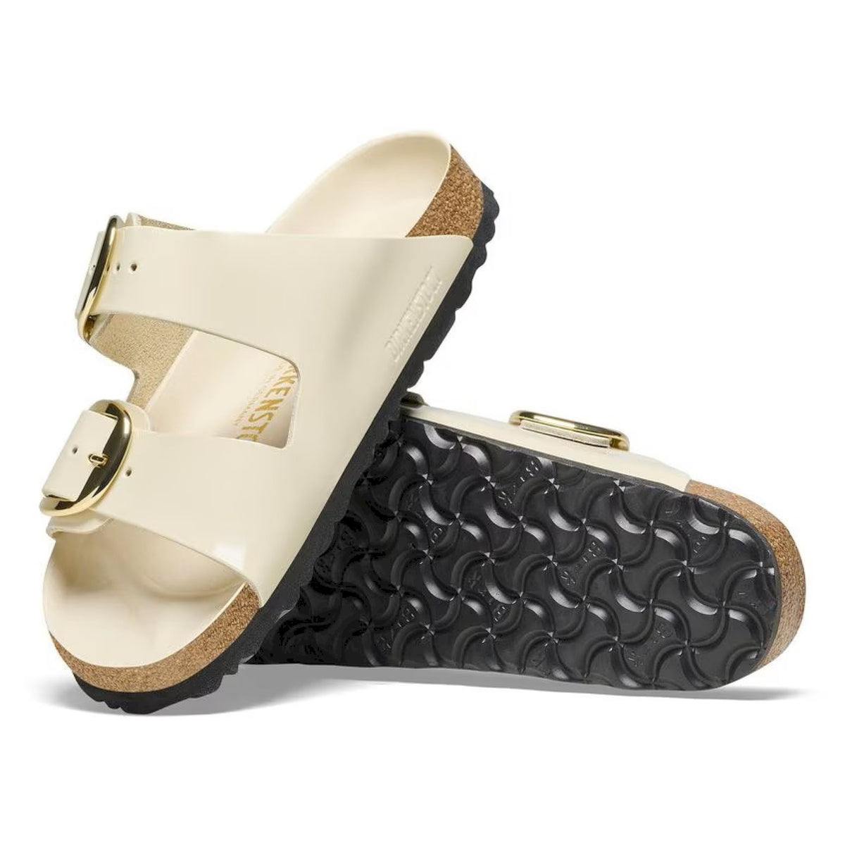 Arizona big buckle pelle naturale vernice - high-shine ecru calz.s
