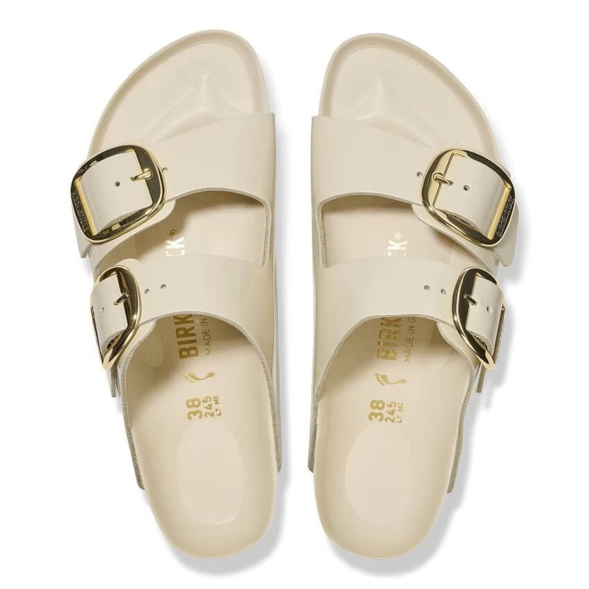 Arizona big buckle pelle naturale vernice - high-shine ecru calz.s