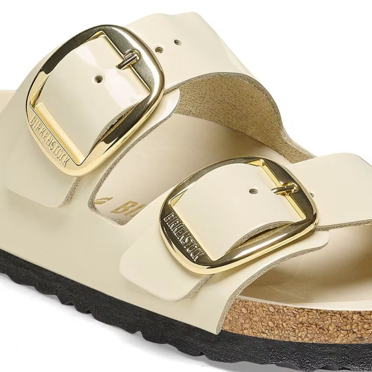 Arizona big buckle pelle naturale vernice - high-shine ecru calz.s
