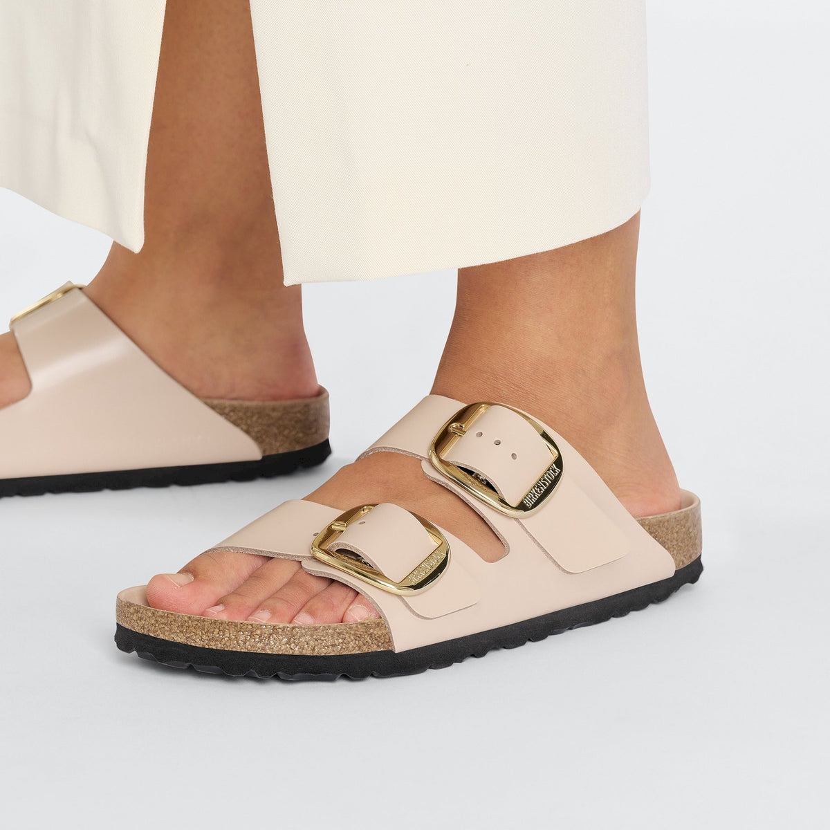 Arizona big buckle hex shine new beige,natural lea