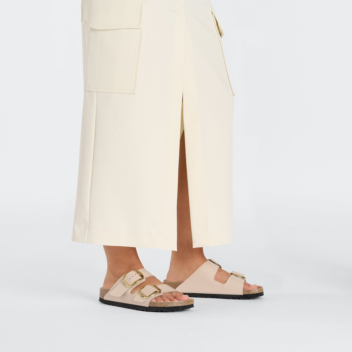 Arizona big buckle hex shine new beige,natural lea
