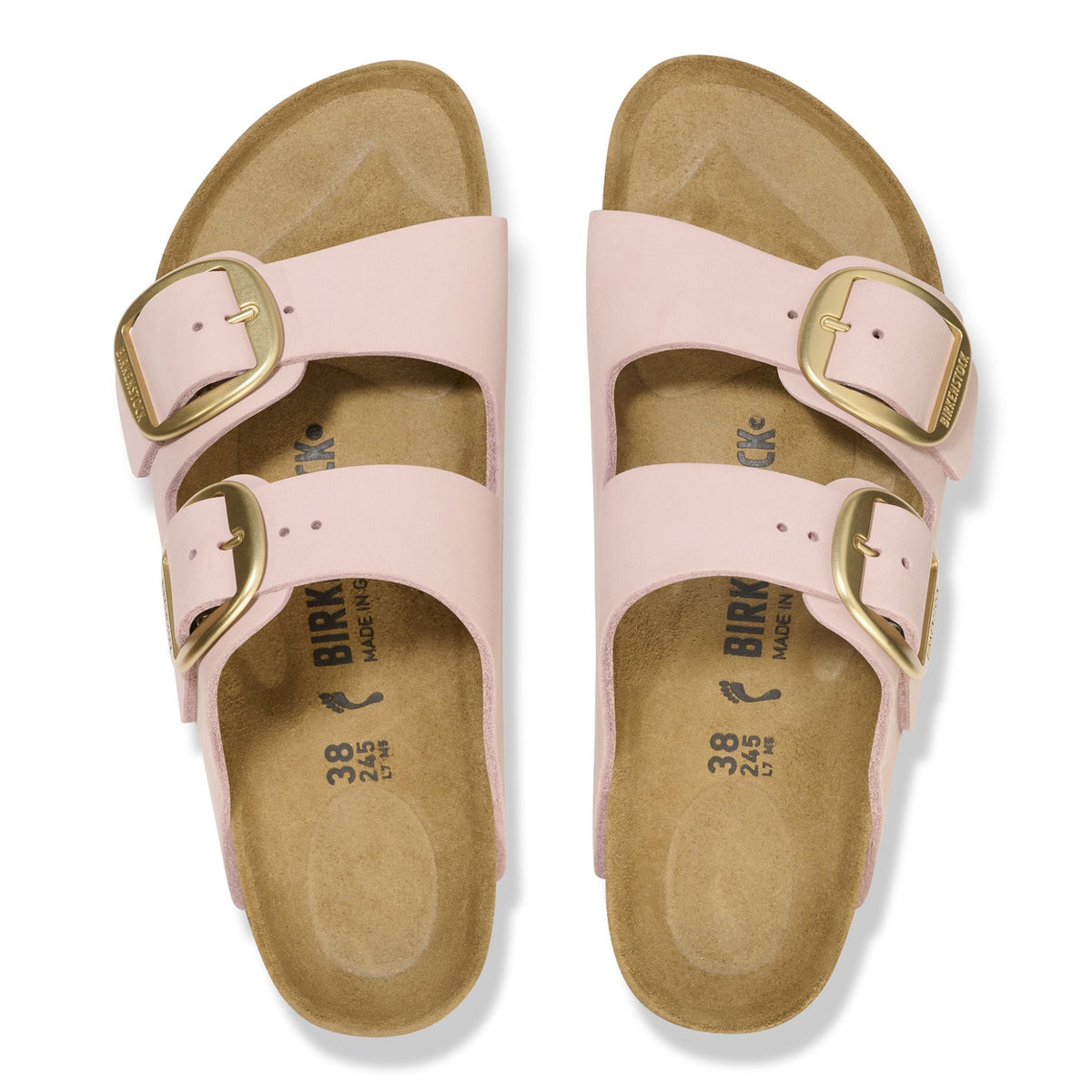 Arizona big buckle soft pink, nubuck leather