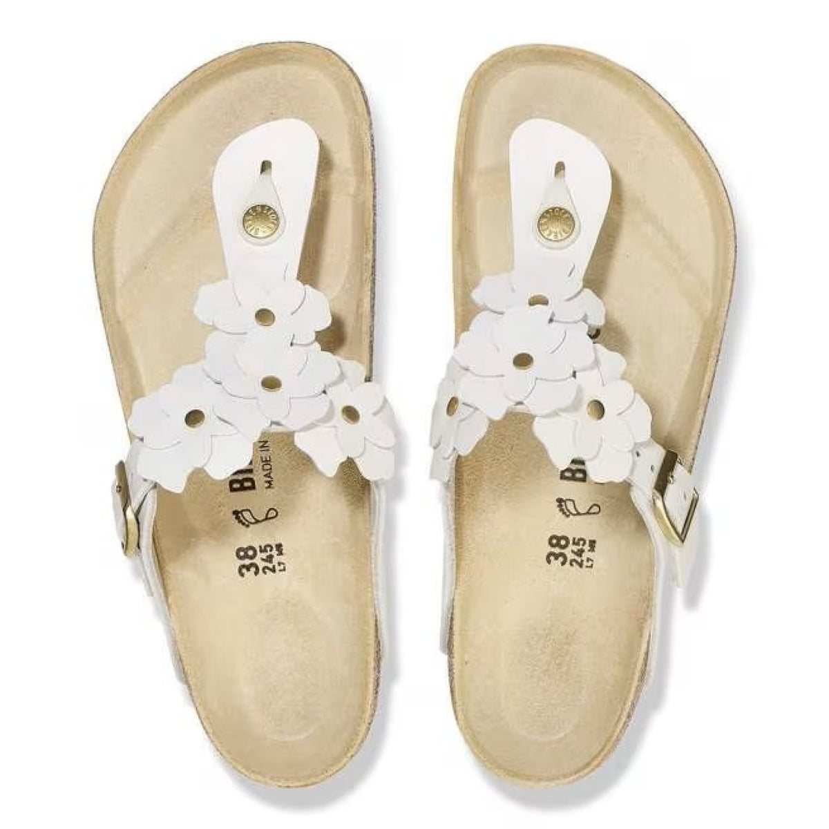 Gizeh flowers white, natural leather