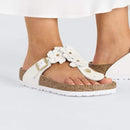 Gizeh flowers white, natural leather