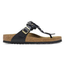 Gizeh flower embellishment pelle naturale - black calz.s