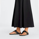 Gizeh flower embellishment pelle naturale - black calz.s