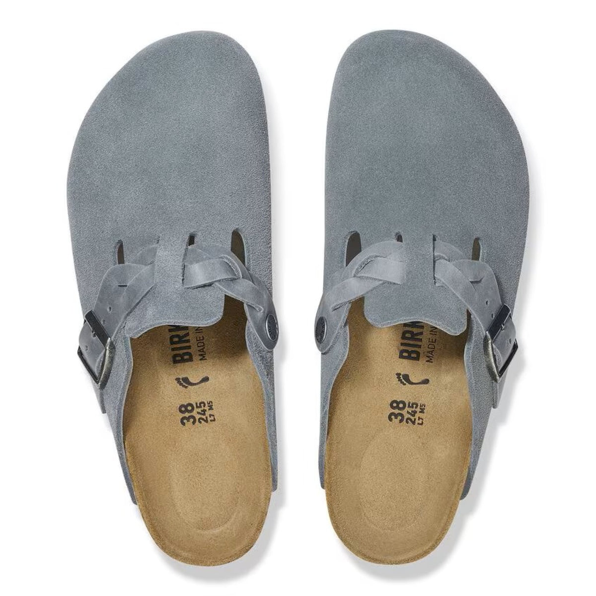 Boston braided basalt gray, suede leather -calz.s
