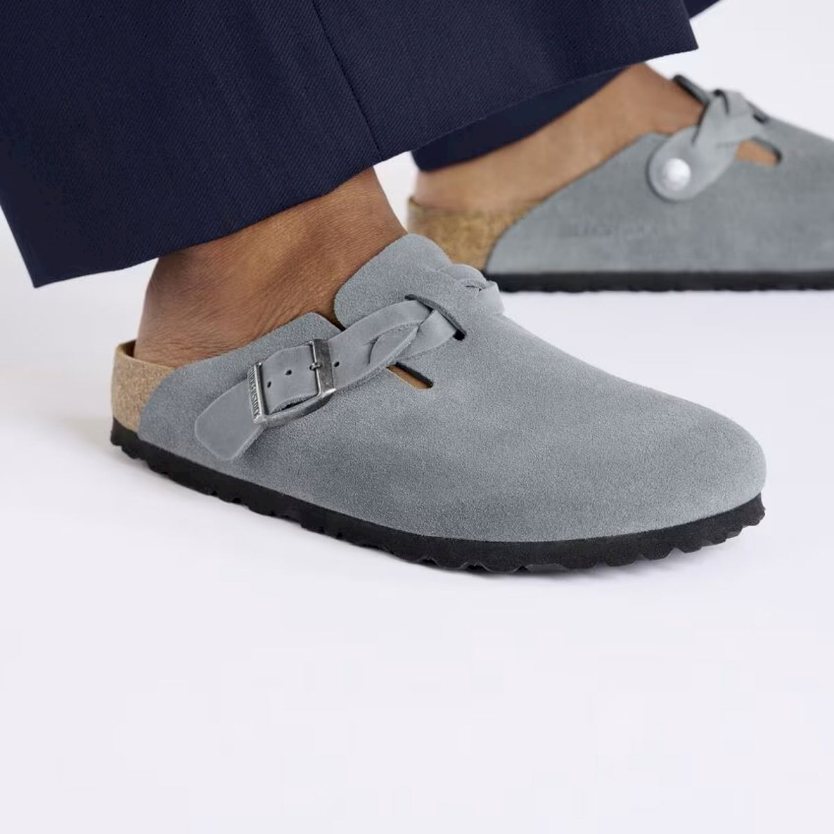 Boston braided basalt gray, suede leather -calz.s