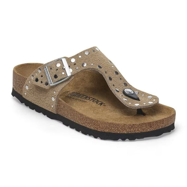 Gizeh rivet taupe, suede leather