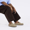 Naples wrapped taupe ,suede leather calz:s