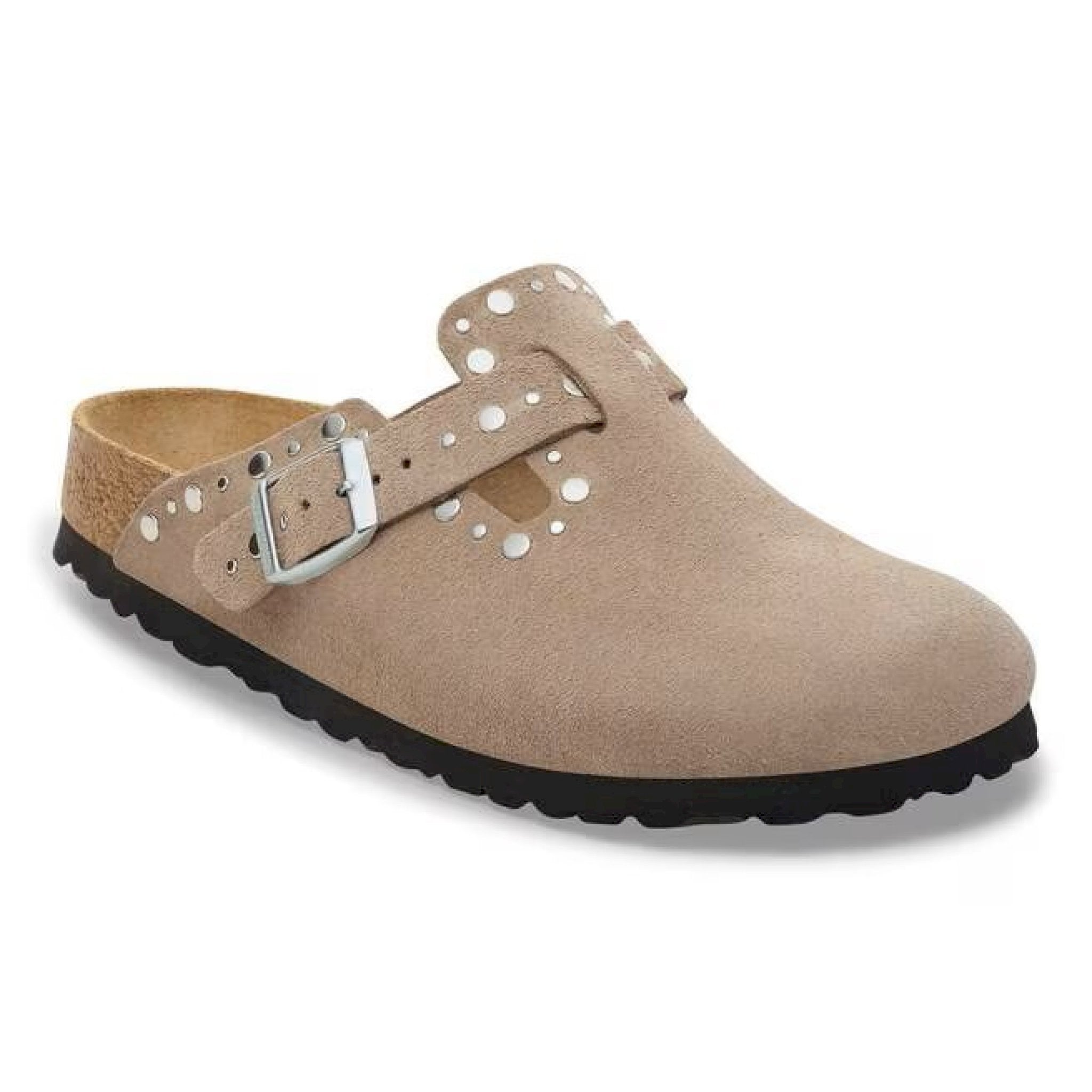 Boston rivet taupe, suede leather