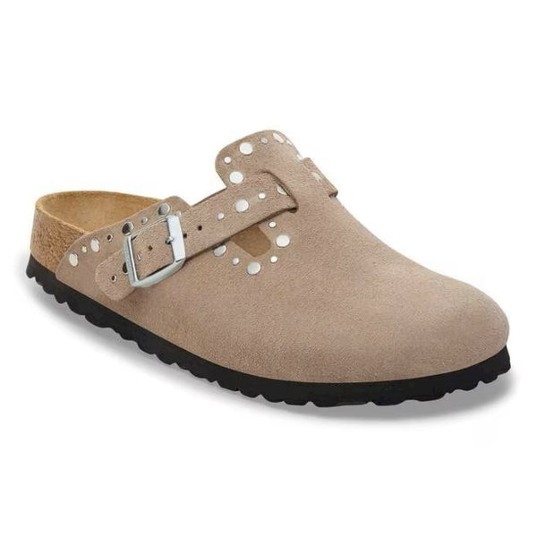 Boston rivet taupe, suede leather