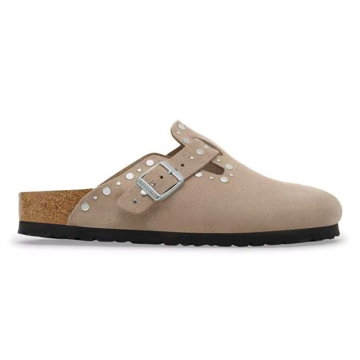 Boston rivet taupe, suede leather