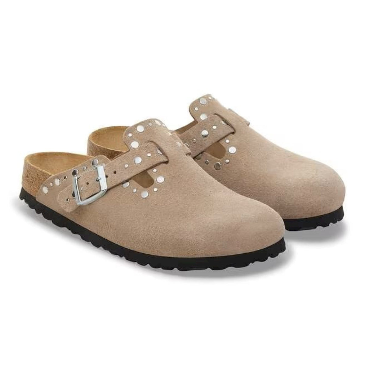 Boston rivet taupe, suede leather