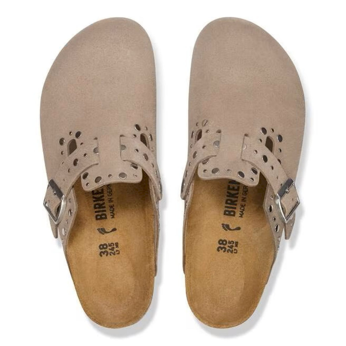 Boston rivet taupe, suede leather