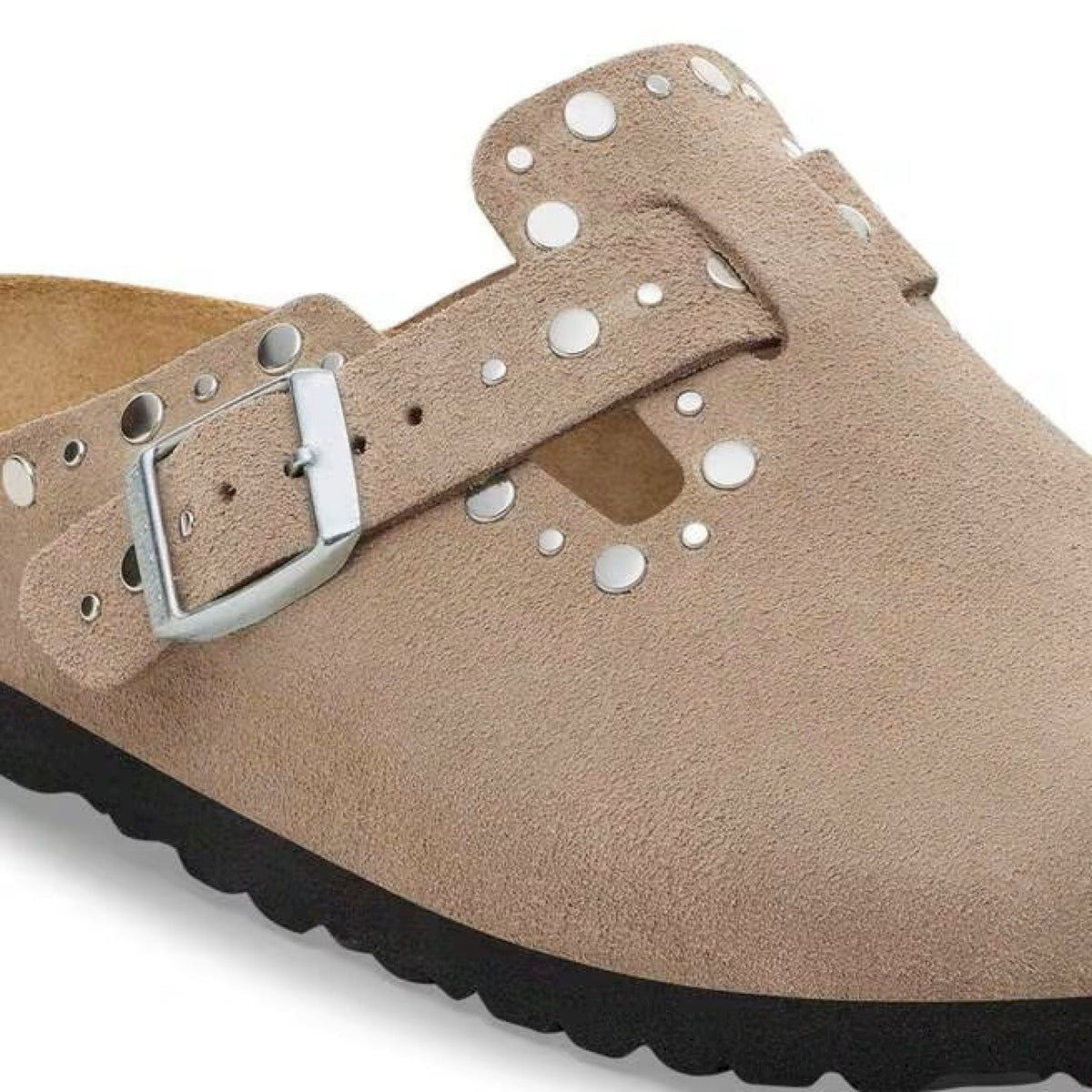 Boston rivet taupe, suede leather