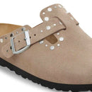 Boston rivet taupe, suede leather