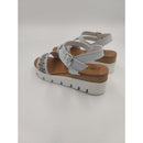 Sandalo con zeppa in pelle