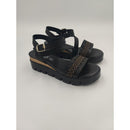 Sandalo con zeppa in pelle