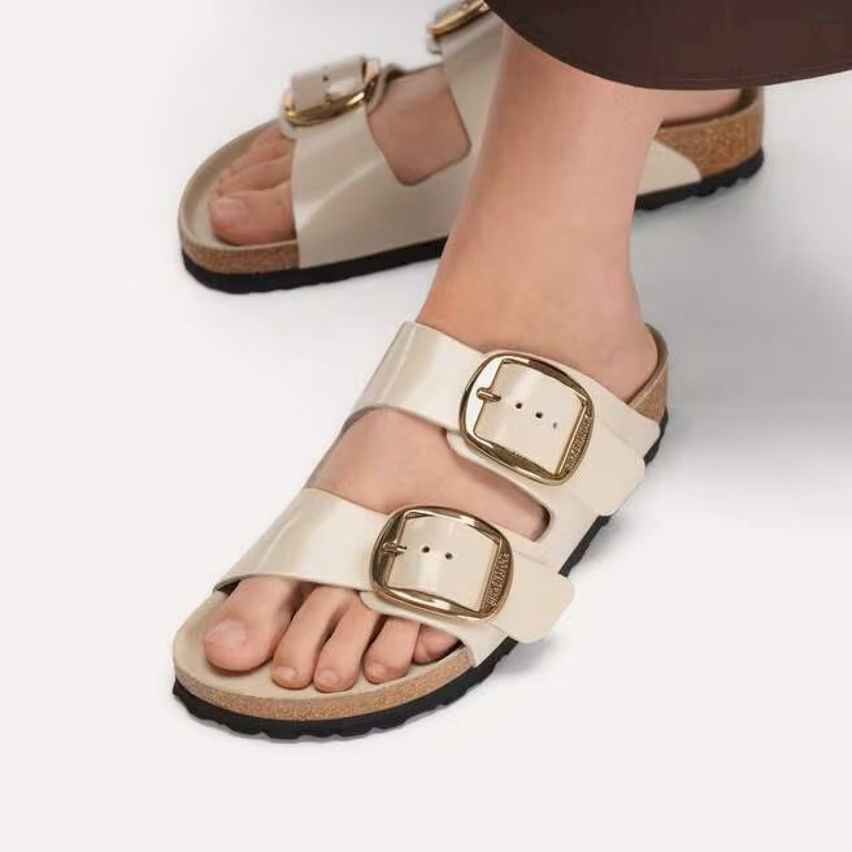 Arizona big buckle hex shine oyster, natural lea