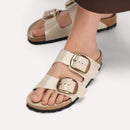 Arizona big buckle hex shine oyster, natural lea