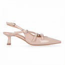 Slingback in vernice a punta con 3 cinturini
