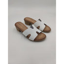 Ciabatta con tacco in pelle con fascia