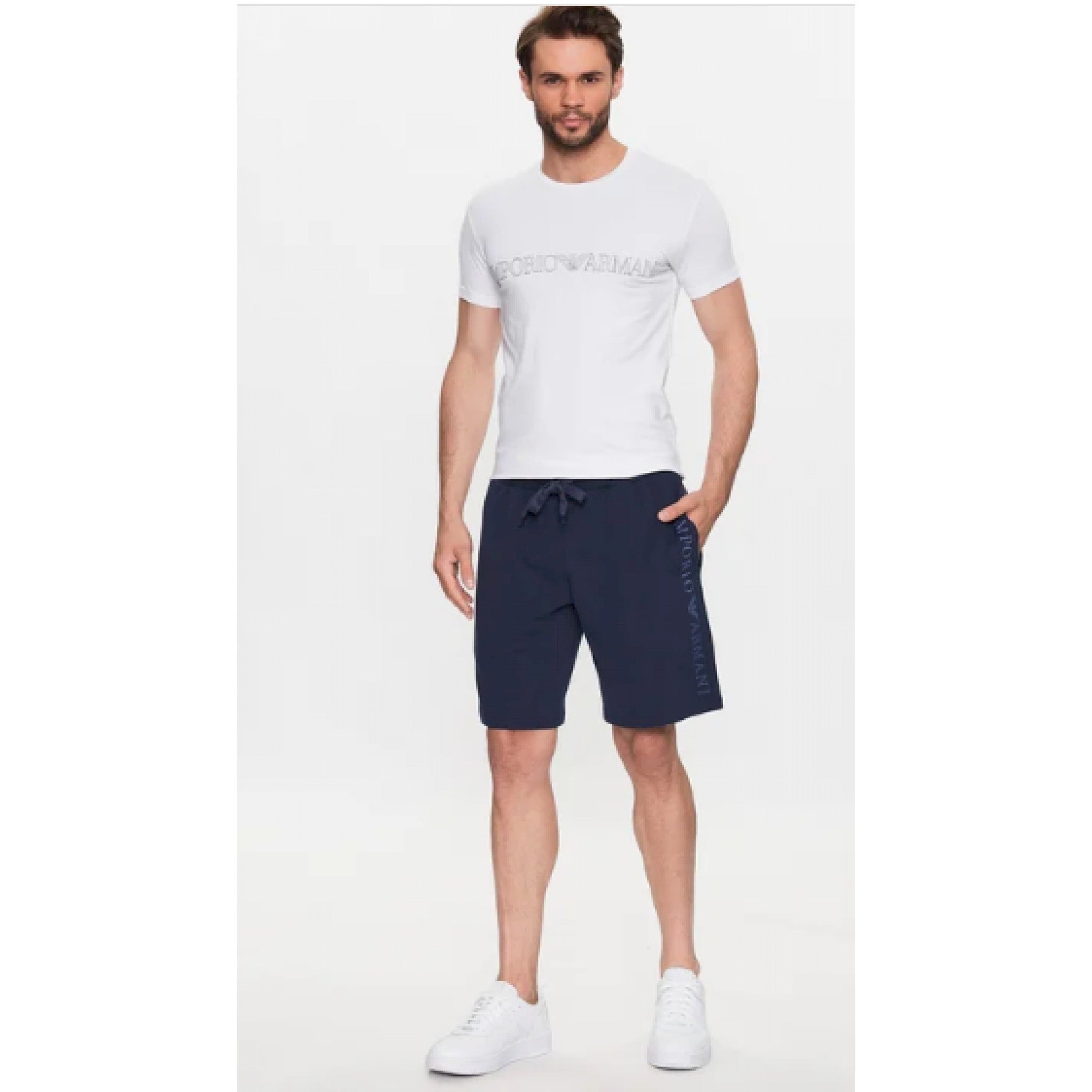 Armani bermuda cotone logo verticale