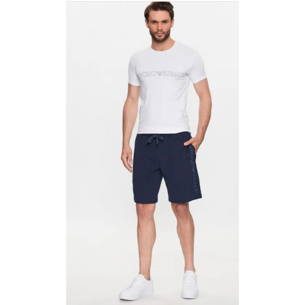 Armani bermuda cotone logo verticale