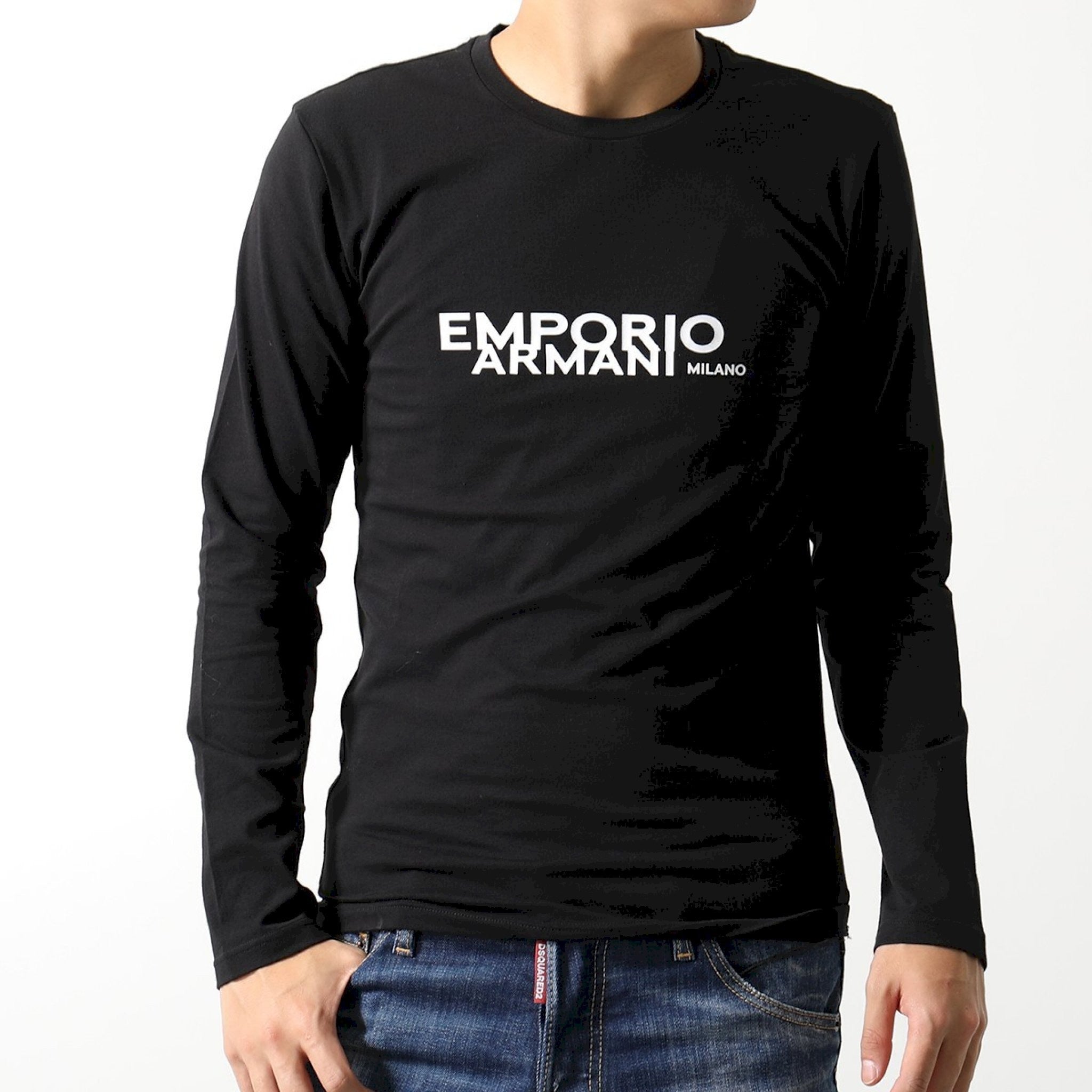 Armani maglia manica lunga scritta emporio