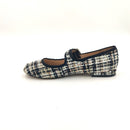Ballerina modello bebè tweed multicolore con cinturino regolabile arricchito da fibbia gioiello