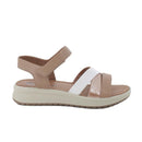 Sandali da donna beige e bianco con strap
