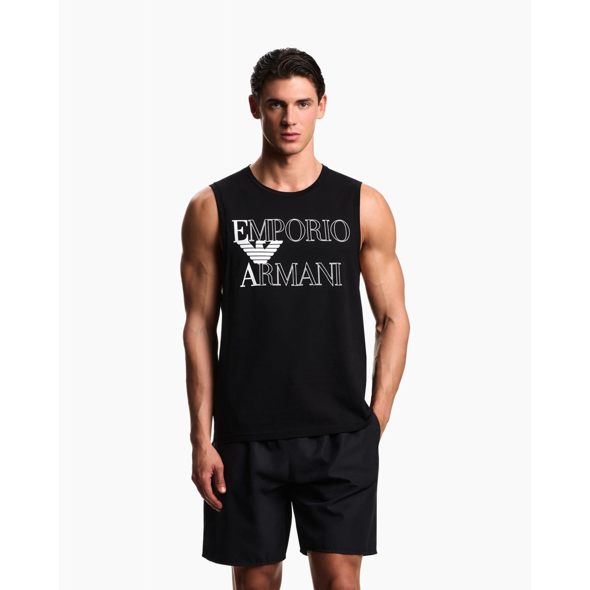 Canotta beachwear emporio armani underwear con maxi logo