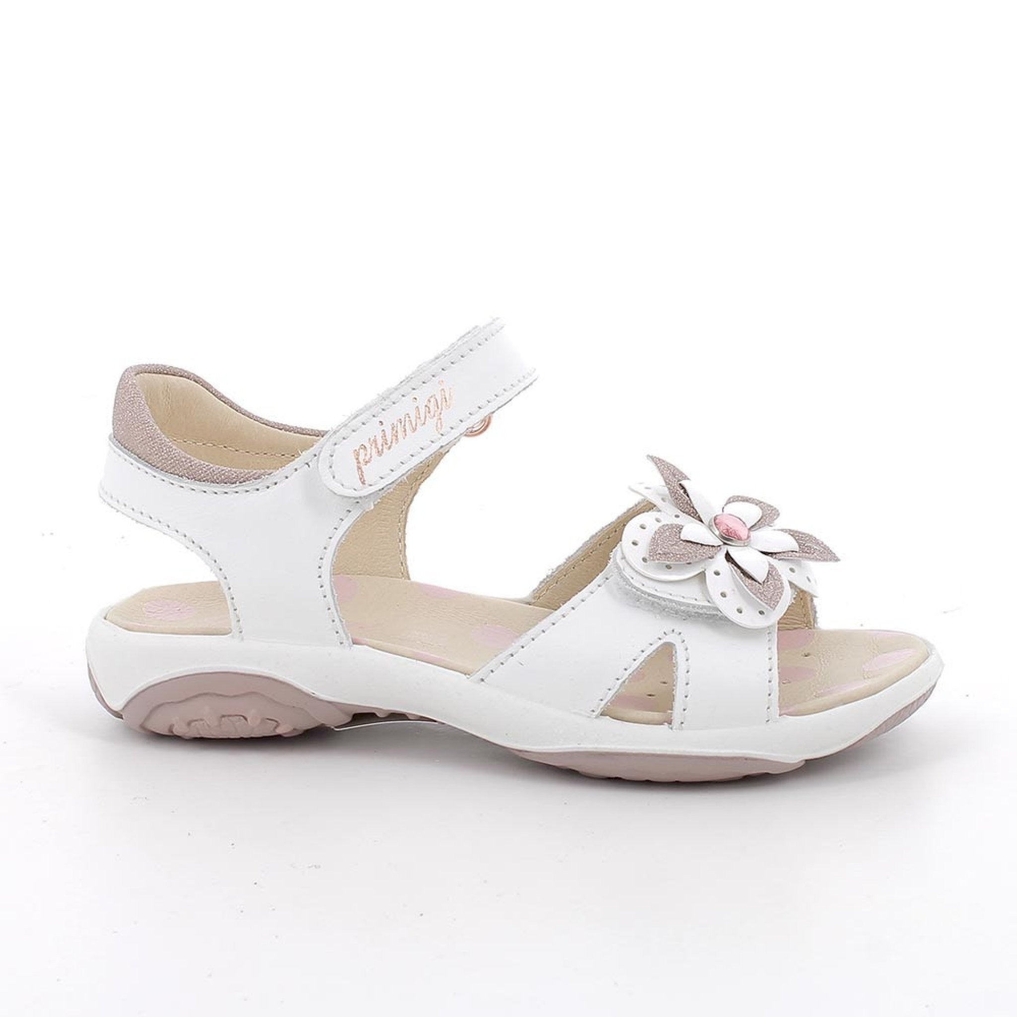 Sandali da bambina bianco con strap