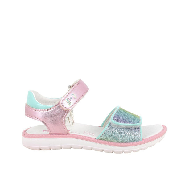 Sandali da bambina rosa e turchese con strap