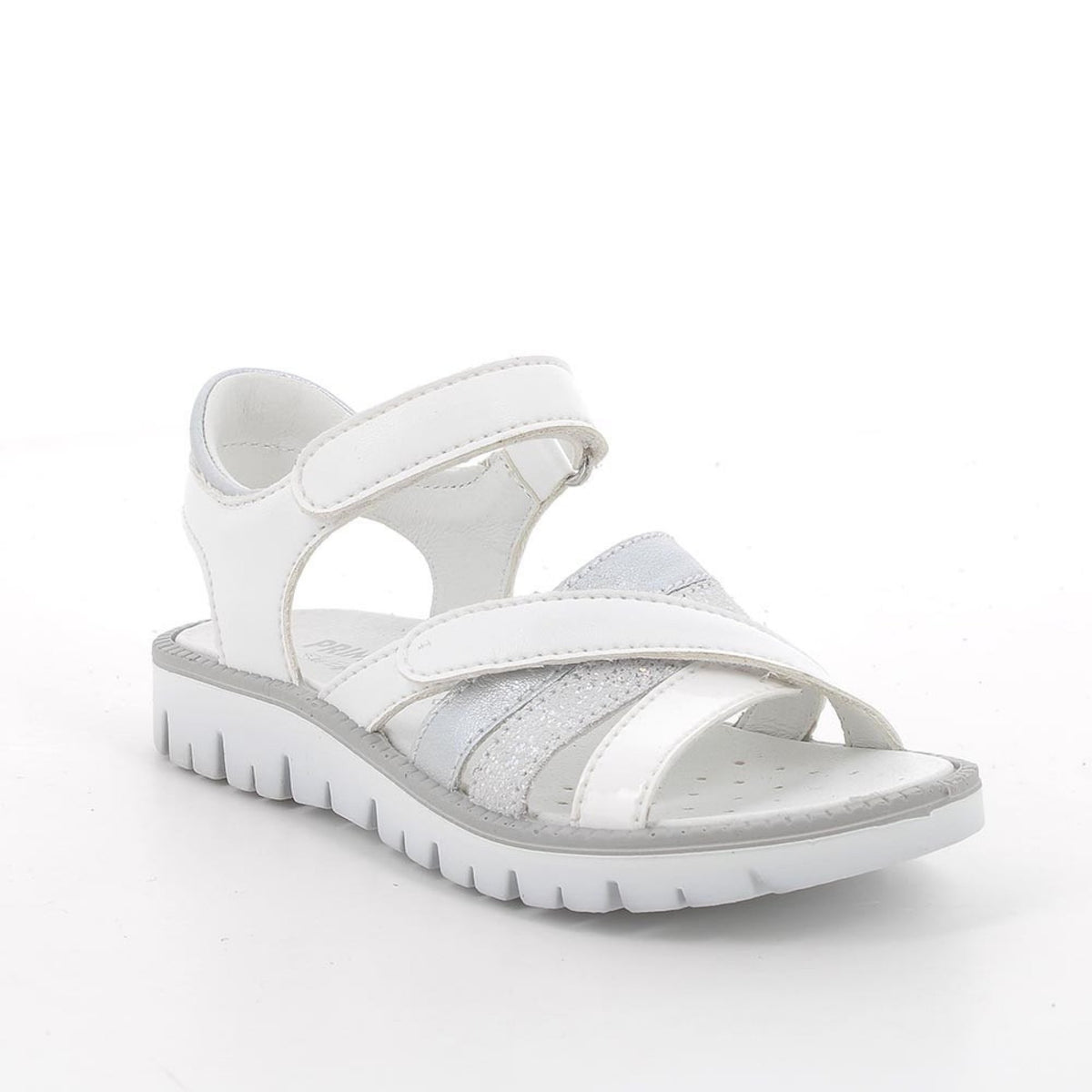 Sandali da bambina bianco e argento con strap