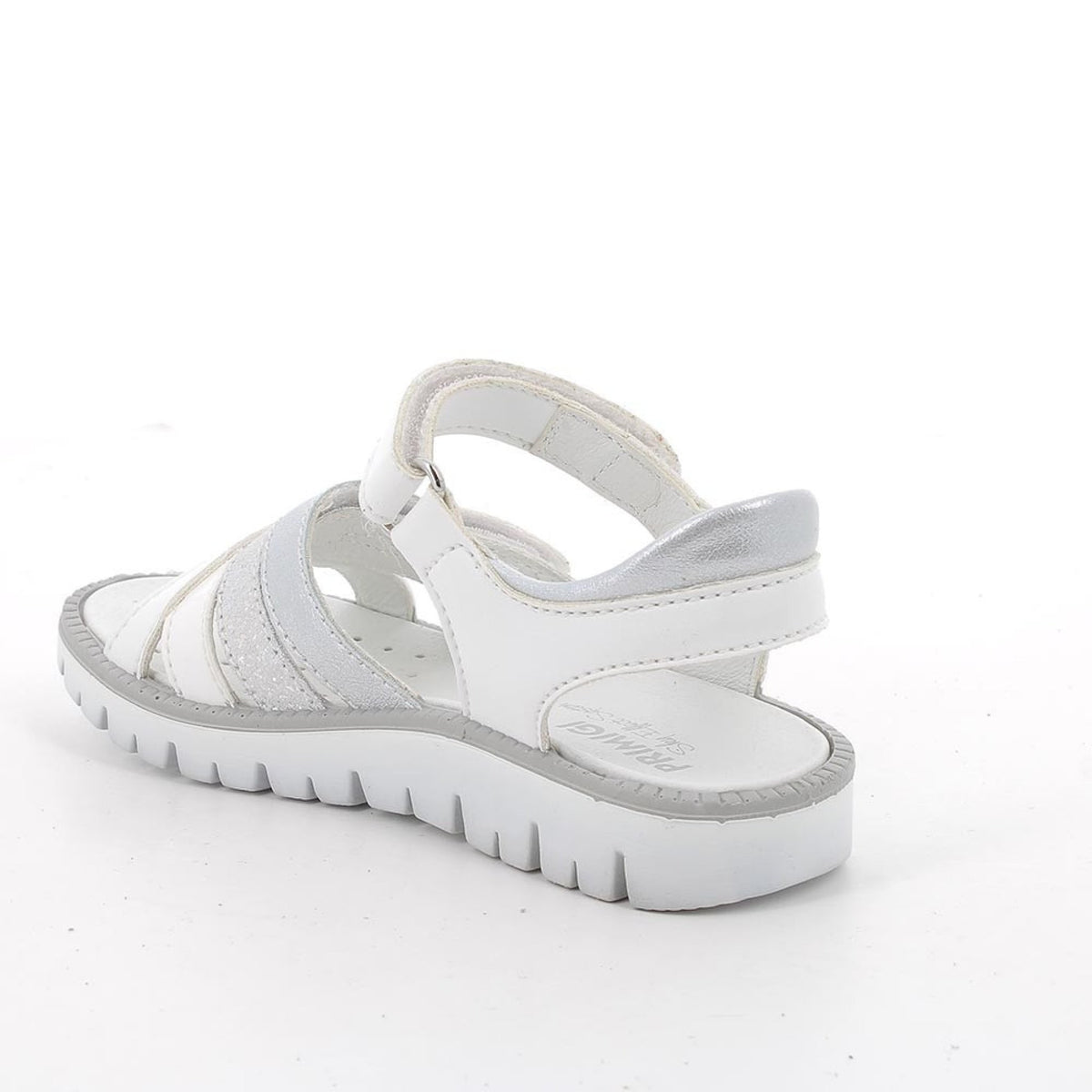 Sandali da bambina bianco e argento con strap