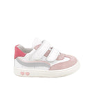 Sneakers da bambina bianco e rosa con strap