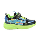 Sneakers da bambino nero e celeste con strap