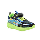 Sneakers da bambino nero e celeste con strap