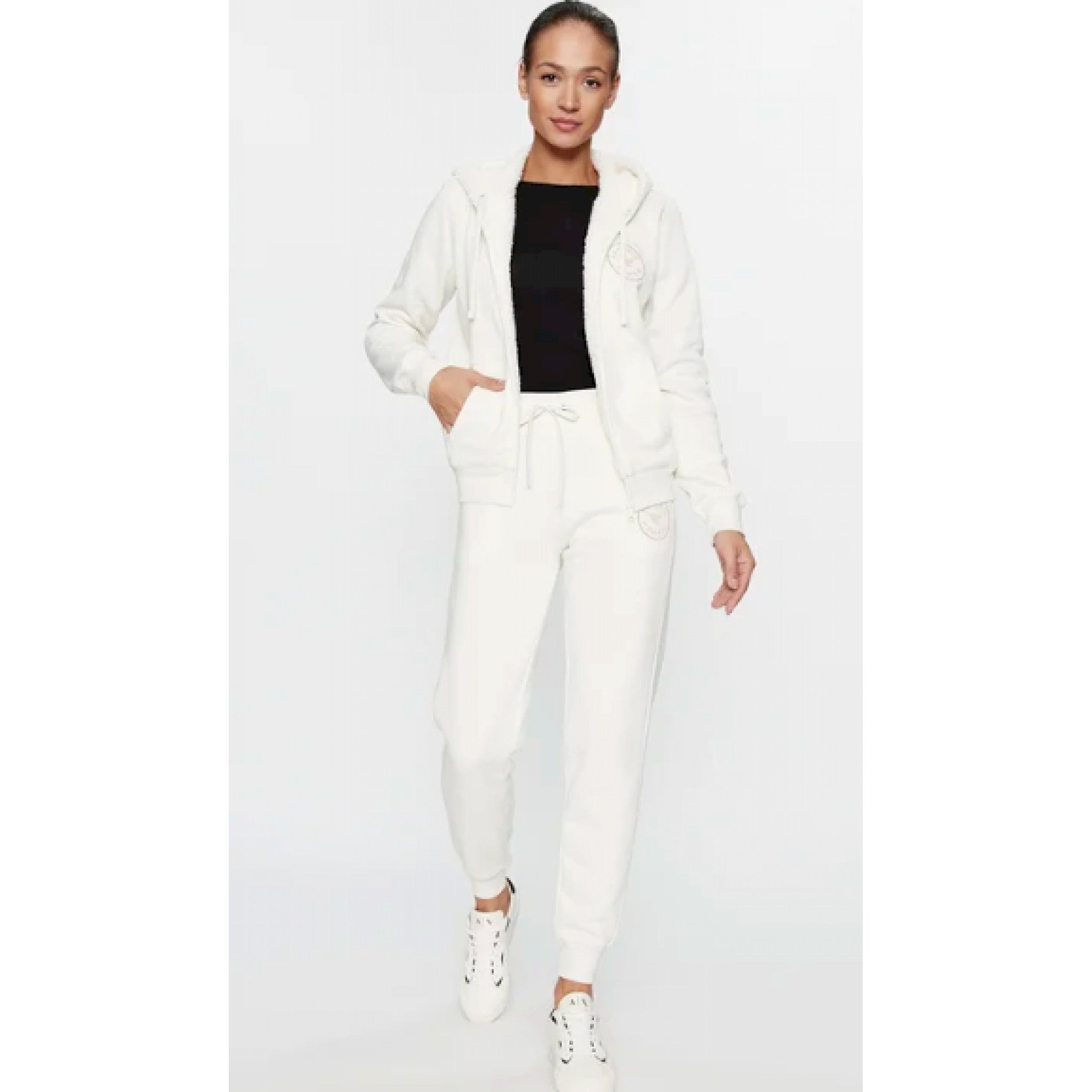 Armani felpa cappuccio fullzip fodera teddy