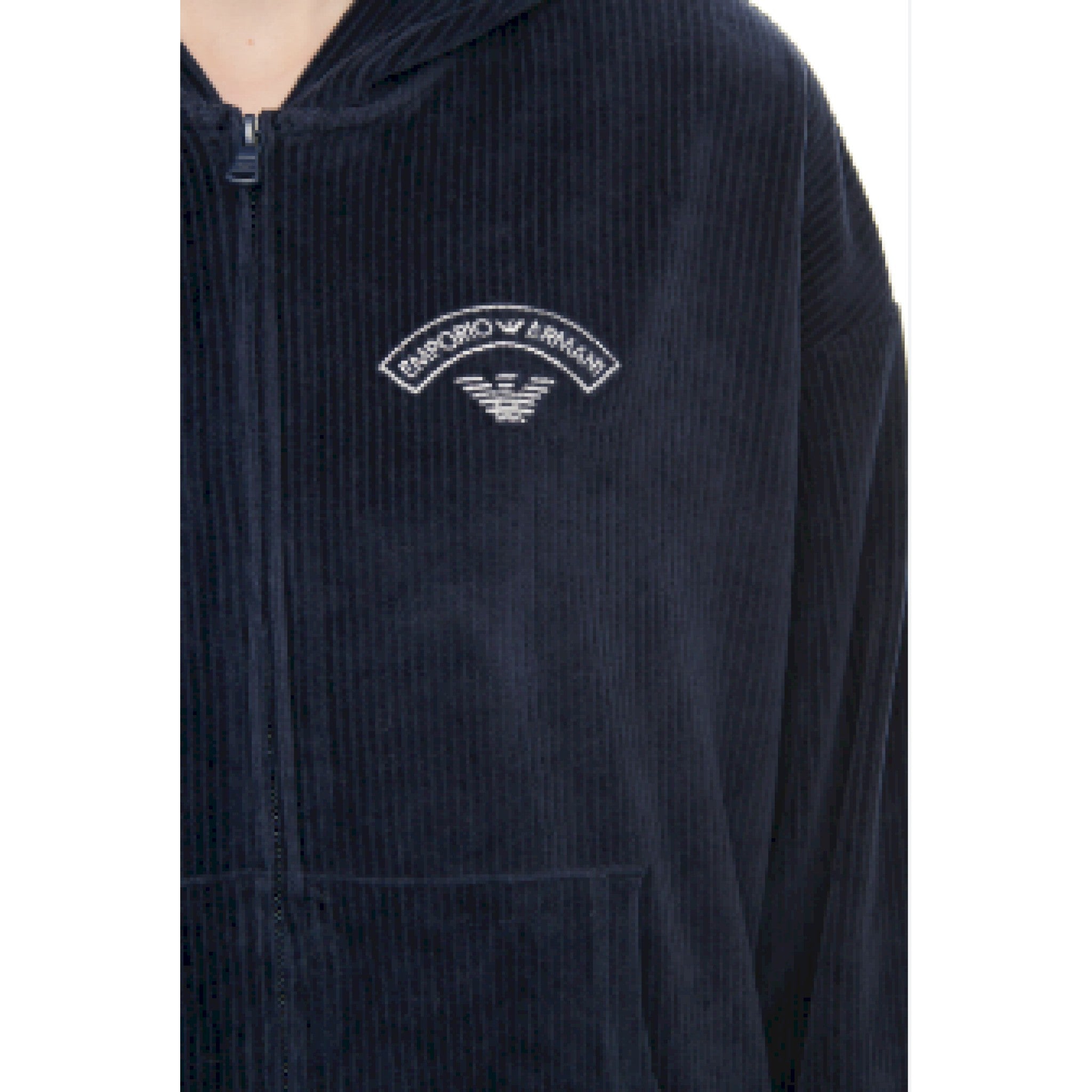Armani felpa cappuccio velour a coste