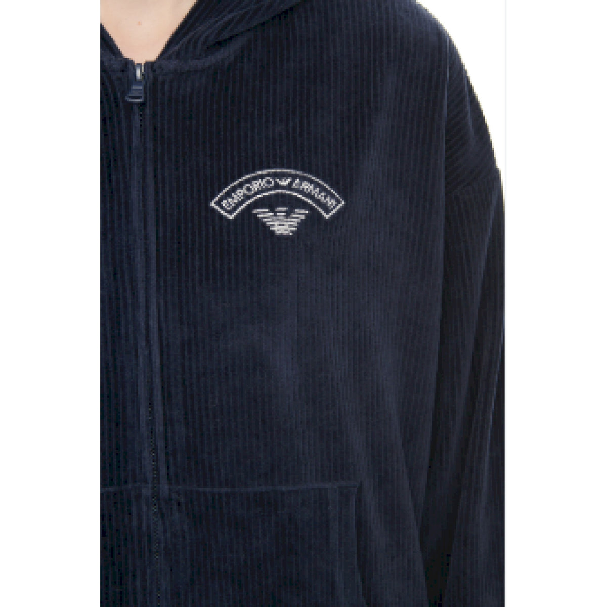 Armani felpa cappuccio velour a coste