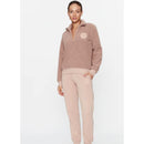 Armani felpa 1/2 zip effetto teddy con patch logo
