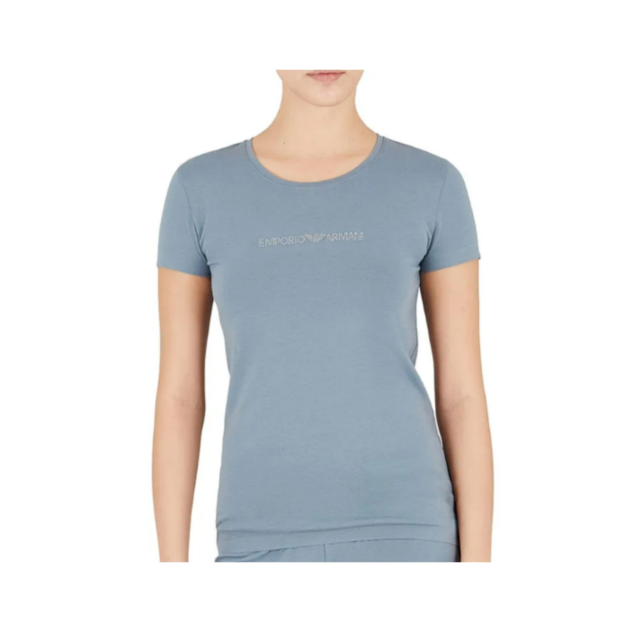 Armani maglia slim fit scritta brillantini
